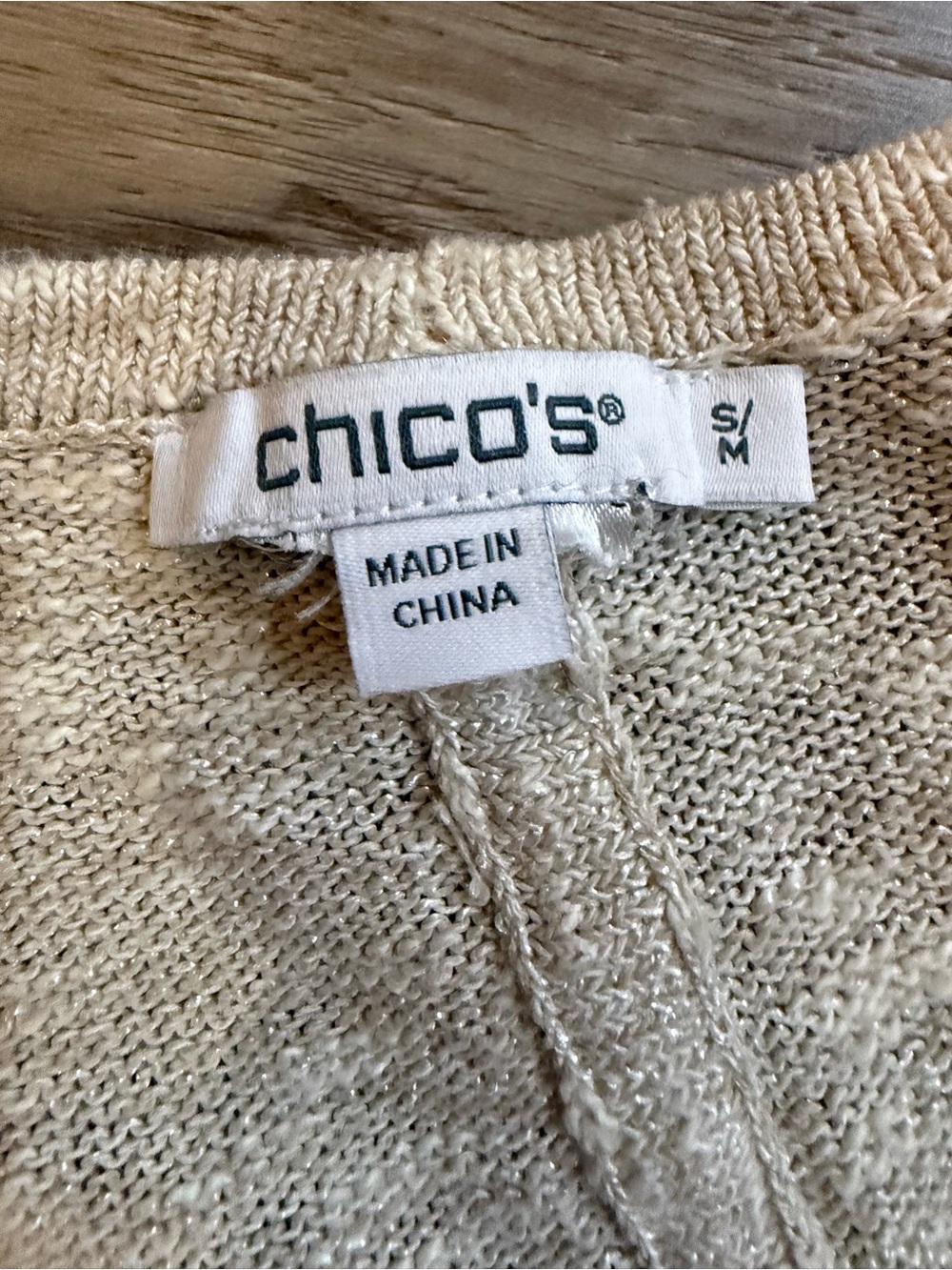 Chico's Beige Ruana Open-Front Cardigan Shrug  Floral Embroidery S/M - Picture 6 of 10